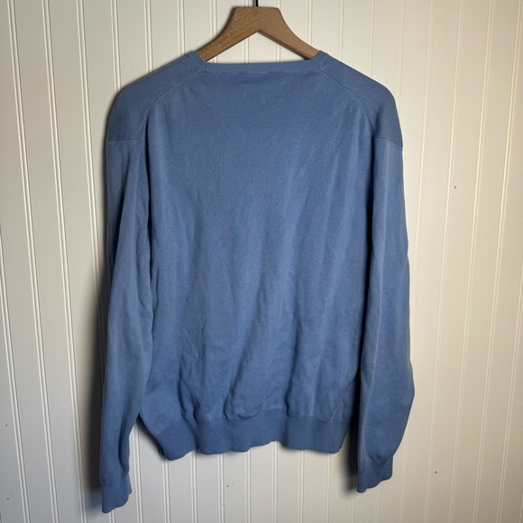 Polo by Ralph Lauren Men's Blue V-Neck Sweater 100% Pima Cotton Size Large - Picture 5 of 10